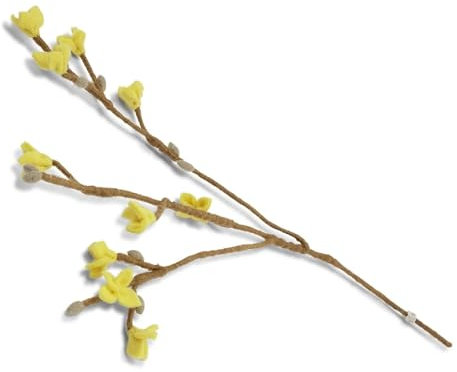 Én Gry & Sif Deko-Zweig mit gelben Blüten Forsythie Frühling (1x - 60cm), Filz Hand-Made, fair-Trade 1x