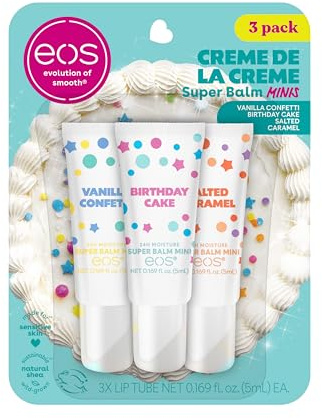 eos 24H Moisture Super Balm Minis- Crème de la Crème, Limited-Edition Lip Mask, Lip Mask, Made for Sensitive Skin, Shea Butter, Variety Pack, 0.169 fl oz, 3-Pack