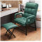 Ergonomischer Lederstuhl mit Ottomane, verstellbare Rückenlehne und hohe Rückenlehne, bequemer Sessel mit dicker Polsterung, Lounge-Stil
