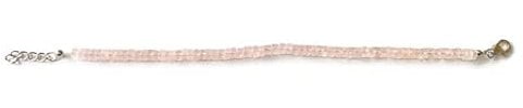 25 Cts, Natural Rose Quartz Sterling Silver Bracelet 8 Inch, Rose Quartz Smooth Heishi Beads, Sterling Silver Jewelry, Adjustable Bracelet, Quartz Jewelry