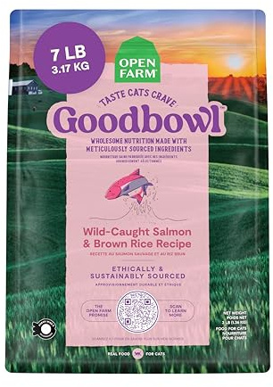 Open Farm Goodbowl, Protein Rich Dry Cat Food Made from Meticulously Sourced Simple Ingredients, Wild-Caught Salmon & Brown Rice Recipe, 7lb Bag (112oz Bag)