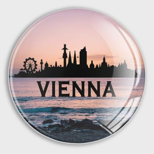 Evans1nism Kühlschrankmagnete aus Glas, niedliche Magnete, Motiv: Österreich, Wien, Skyline, Magnete für Kühlschrank, Geschirrspüler, Klassenzimmer, Whiteboard, Dekoration