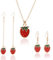 MenYiYDS 3 Pcs Erdbeerschmuck-Kinderschmuckset, Ohrringe in Fruchterdbeerform, Halsketten, kleine Schmuckgeschenke, Partyzubehör