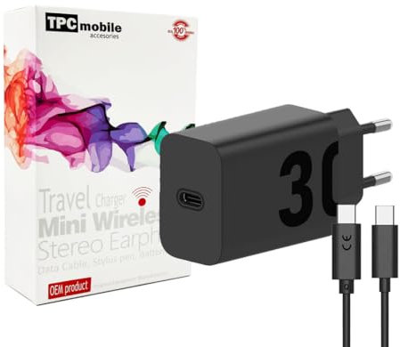 TPCmobile Caricabatterie di rete veloce da 30 W (MC309) per Morotola Moto G23, G24 Power, G32, G41, G52, G71 5G, G73, G82, G84, RAZR 2022, RAZR 40, RAZR 40 Ultra, Edge, Edge 20, Edge 20 Lite, Edge 20