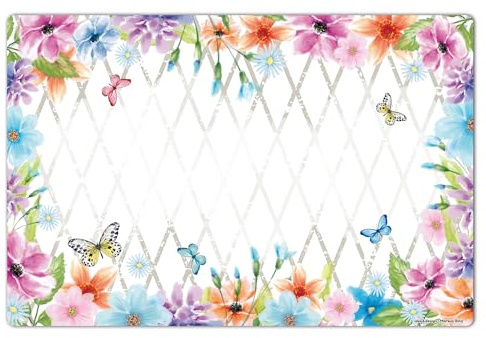 Schreibtischunterlage 60 x 40 cm, Blumen, Aquarell, Blüten, floral, bunt, Schreibtisch-Matte aus hochwertigem Vinyl, Geschenk Einschulung, Schmetterlinge, Made in Germany, BPA-frei | Design: “Flowers“