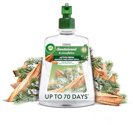 Air Wick Aerosol-Free Automatic Air Freshener Spray, Frosted Sandalwood & Snowflakes, Refills, 24 x 7 Active Fresh Odour Neutraliser, Lasts Up to 70 Days