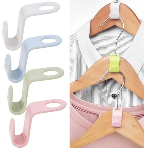 Kleiderbügel-Verbinderhaken, platzsparend, Kleiderbügel-Verbinder, platzsparende Kleiderbügel-Verlängerungs-Clips für Kleiderschrank, Rosa, Blau, Grün und Weiß, 40 Stück