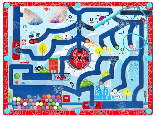 Beria Labyrinth Magnetspiel Montessori Spielzeug Puzzle Board Magnete Spiele Holz Kinderspielzeug Motorikspielzeug Spielzeug für 2-5 Jahre Kinder Geburtstag Geschenke für Mädchen Junge