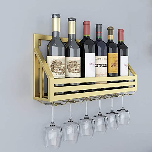 IBOWZ Deckenregal Decken Weinregal Industrielles Gold-Weinregal, Wandmontage, Küchenrestaurant-Dekorationsregal, Weinglasregal aus Eisen, Kelch-Stemware-Halter, Ausstellungsregal