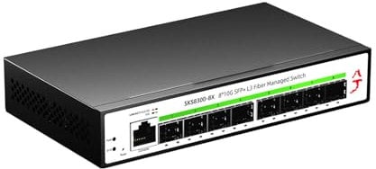 XikeStor 8 Port 10G SFP+ L3 Managed Ethernet Switch, unterstützt 1/2.5/10G Modul ,160Gbps Bandbreite 24w, Link Aggregation,VLAN/DHCP/QoS/Web/CLI L3 10Gbe Metal Fanless Managed Switch