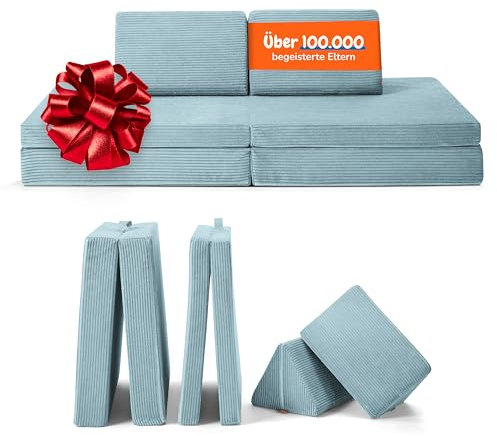 Funzy Spielsofa für Kinder - Das Original für kreatives Spielen, Modulare Spielcouch, Waschbarer Bezug, Robust und Langlebig, TÜV und Oeko-TEX 100 Zertifiziert mit 3 Jahren Garantie, Kirschblüte Rosa