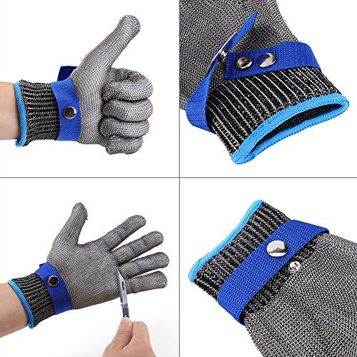 Akozon Schnittschutzhandschuh Edelstahl Drahtgeflecht Stichfest