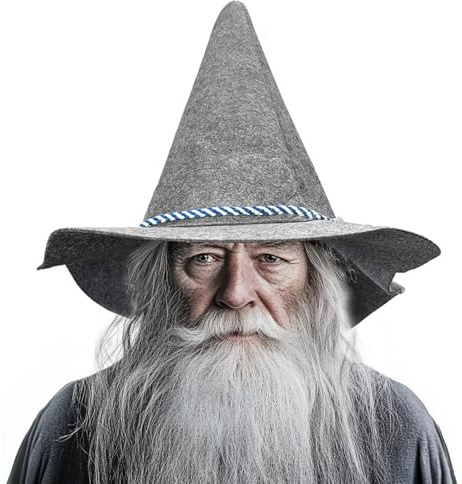 gagift world Zaubererhut, grauer Vogelscheuchen-Hut für Vogelscheuchenkostüm, lustiger Hexenhut für Erwachsene, Cosplay-Zubehör für Halloween, Kostüm, Party, Weihnachten, Maskerade, Karneval