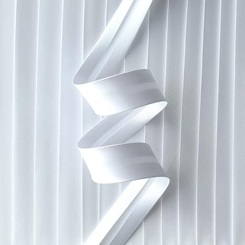 Schrägband aus Satin, 18 mm breit, vorgefaltet, 10 m, Weiß
