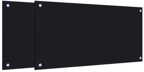 vidaXL Küchenrückwände 2 STK. Schwarz 80x40 cm Hartglas
