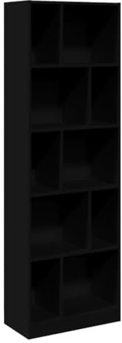 vidaXL Bücherregal, Bücherschrank Regal mit 10 Fächern, Standregal für Wohnzimmer Büro, Büroregal Aktenregal Aufbewahrungsregal, Schwarz Holzwerkstoff