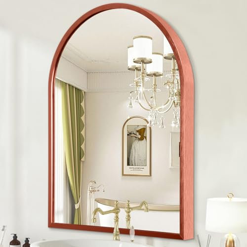 HLFMVWE Bogen Wandspiegel, 50 x 40 cm Zoll Bogen Spiegel, Metallrahmen Badezimmer Eitelkeit Spiegel, für Wohnzimmer Schlafzimmer Mantel Eingangsbereich Flure