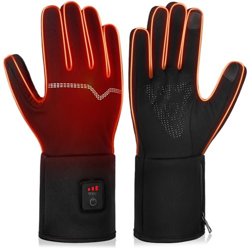 V.Step Beheizbare Handschuhe Dünn Mit 3 Heizstufen für Damen Herren, Touchscreen Winterhandschuhe Mit Heizung für Radfahren, Skifahren, Reiten, Größe XL