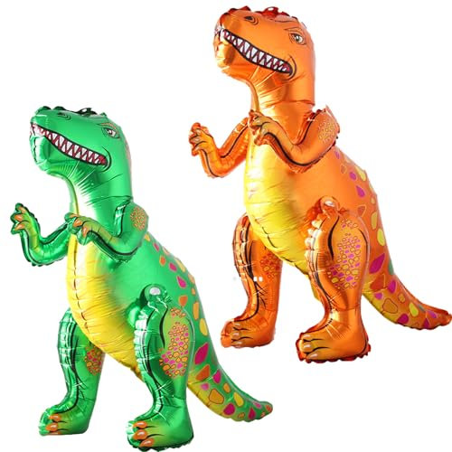 LUKIUP 2 Stück Dino Ballon, 3D Dinosaurier Luftballon Große Folientier Luftballons Tyrannosaurus Rex ballon fur Jungen Geburtstag Dschungel Party Jurassic Feier Dino Party Deko
