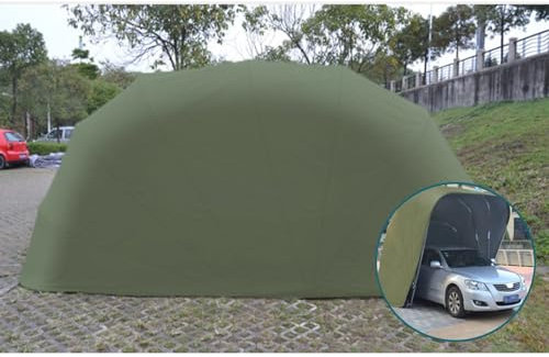 Allwetterfester Carport 18 x 8,2 x 7,5 Fuß, halbautomatische tragbare Garage aus Edelstahl, Faltbare, einziehbare Auto-Markise für Verschiedene Modelle, große, riesige Garage (Green)