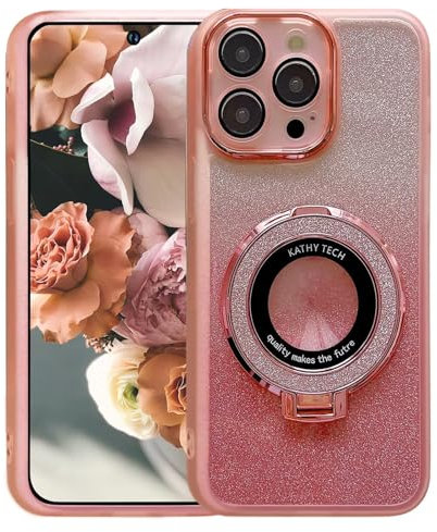 HAOFUGUI Magnetica Glitter Cover per iPhone 6 / 6S, Case con Supporto, Brillantini Lucida Silicone Custodia, Sottile Custodia Antiurto Cellulare, per Donne e Ragazze-Rosa