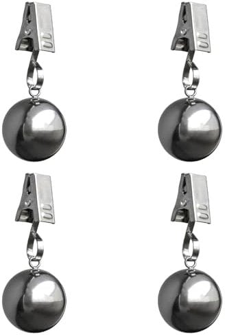 HillSpring 4er-Pack Stabile Tischdecken-Gewichte, Rostfreie Edelstahlkugeln mit Clips, Gewichte für Vorhänge, Outdoor-Picknicktisch, Fahnen, 68 g