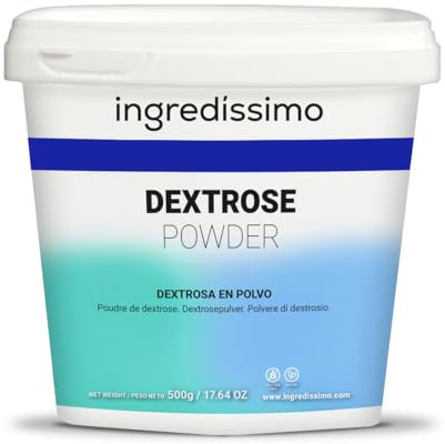 INGREDISSIMO Dextrosa en Polvo Bote 500gr, Activador de Sabor y Texturizante para Repostería, Helados, Sorbetes y Bebidas, Edulcorante Natural y Conservante Alimentario