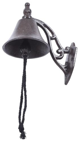 HOLIDYOYO Cloche Murale Vintage Fer Forgé pour Porte Entrée Sonnette Manuelle Décorative pour Maison Et Jardin Cloche À Dîner Rustique Style Rétro