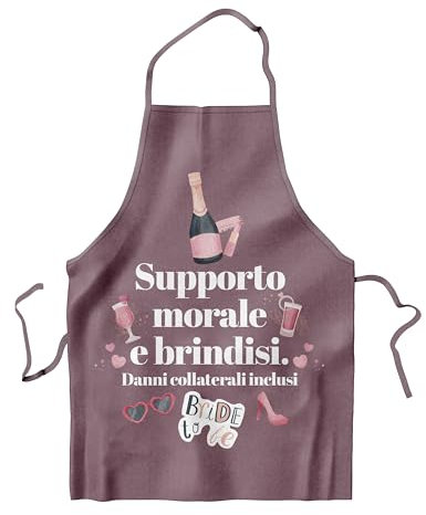 KAÏDENSÏ Grembiule Team Bride Addio al Nubilato - Gadget Amiche Sposa Divertente - Accessori Festa Supporto Morale e Brindisi - 60x70 cm Rosa Luxury Idrorepellente