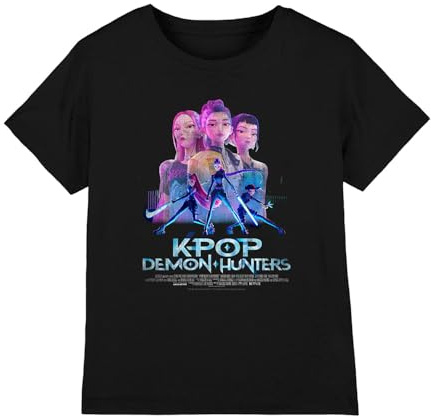 Kpop Demon Hunters Unisex Kids K-pop Demon Hunters - Huntrix Huntr/X Billboard Poster Kids T Shirt T-Shirt (Pack of 1)