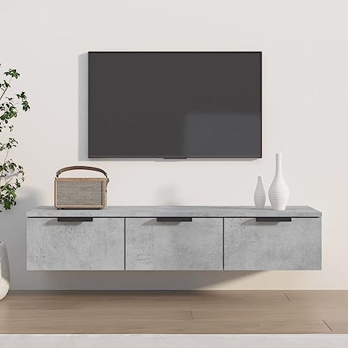 Mokuyary Floating TV Stand Wall Mounted TV Cabinet With 4 Drawers Hanging TV Stand Chest of Drawers Entertainment Center Media Cabinet Storage Unit Concrete Grey 102x30x20 cm Engineered Wood Furniture