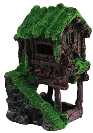 Haofy 3D-realistische Aquarium-Pavillon-Ornament aus Kunstharz für Süßwasser-Salzwasserbecken – Funktionale Fischversteckhöhle, Kunstharz-Lebensraum, Wartungsarm, Kompatibel mit Spec LED