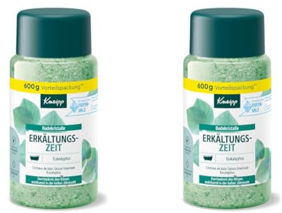 Kneipp Cristalli da bagno per il raffreddore – Sali da bagno – con sale naturale profondo della Saline Luisenhall & oli essenziali naturali di eucalipto e menta, effetto aromacologico – 600 g