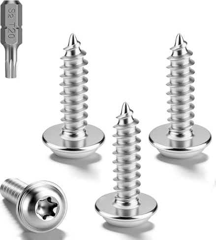 60 Stück Blechschrauben Torx M4 x 16mm, A2 V2A Tellerkopf Holzschrauben Edelstahl Selbstschneidende Schrauben, Linsenkopfschrauben Holz Rundkopfschrauben Panhead Flachkopfschrauben mit T20 Bit