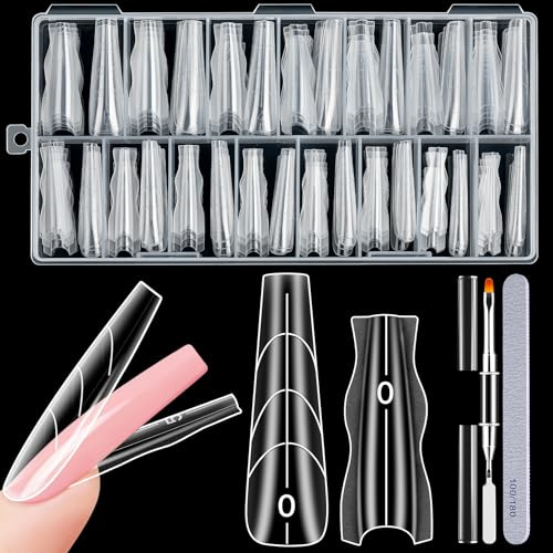 MELLIEX 182 Pièces Faux Ongles Moule Sandwich, Capsule Popit Ongle Kit Forme à Ongles Sandwich Transparents ABS Pour Extensions French Manucure Et Nail Arts (15 Tailles Forme en T)