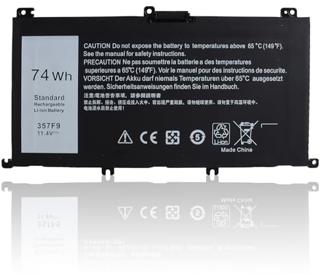 74Wh 357F9 Laptop Battery Compatible with Dell Inspiron 15 7000 7566 7567 7557 7559 5576 5577 INS15PD-1548B 1548R 1748B 1748R 2548R 2548B 2748R 0GFJ6 71JF4 0357F9 Gaming Series P57F P57F003 P65F