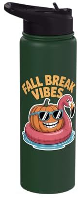 Fall Break Vibes Pumpkin Flamingo Stainless Steel Insulated Water Bottle