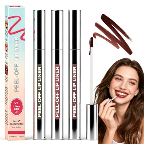 3 Farben Lip Stain Peel Off Set, Wasserdichter Peel Off Matte Finish Lippenfleck, Mit Pflegender Formel,Für Alltag,Party,Hochzeit& Geschenk (Braun, Dunkelbraun, Weinrot)