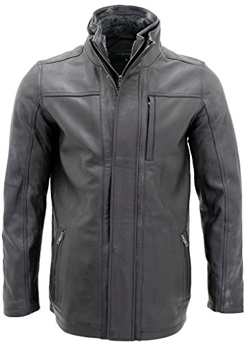 Infinity Men's Mid Length Classic Warm Brown Leather Jacket S
