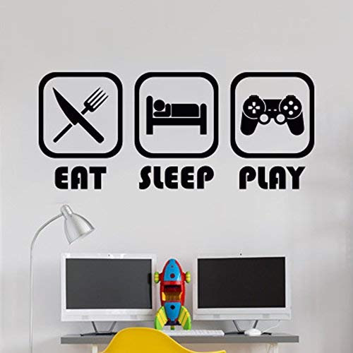 Eat Sleep Play Kids Room Decor Posters Stickers Teen Walls Art Boys Gaming Sticker Teenage Wall Stencils Nursery transfers Decal Gamer Vinyl Wallpaper Picture Children Quotes Kid murals Game Zone