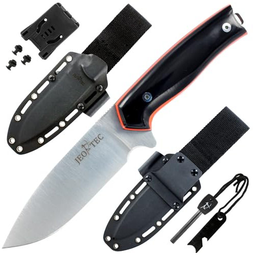 JEO-TEC Nº21 Coltello a Lama Fissa per Outdoor, Campeggio, Bushcraft - Lama 11 cm in acciaio inox BOHLER N690C - Custodia - Fatto a mano in Spagna