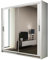 Kleiderschrank mit Spiegel Paries, Modernes Schwebetürenschrank, Schiebetür, Schlafzimmerschrank, Schlafzimmer (160 cm, Weiß/Spiegel)