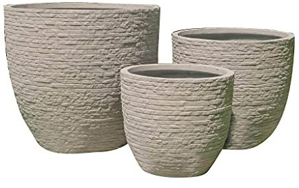 Vasenset Alpenveilchen, Set bestehend aus 3 Töpfen aus Kunstfaser Farbe Beige