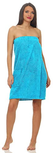 Class Home Collection Saunakilt Damen – Weiches Baumwolle Frottee Saunahandtuch mit Klettverschluss, ideal als Saunatuch, Saunazubehör, Hamamtuch, tragbare Badetuch für Sauna & Wellness, Türkis