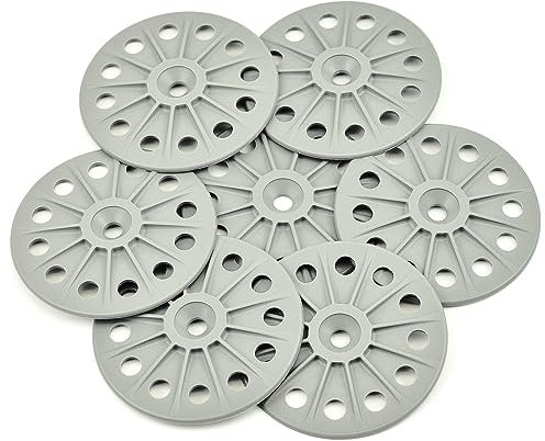 100 pcs 60 mm 30% renforcé en fibre de verre Rondelles de fixation pour planches à isolation rigide, gris moyen, blanc