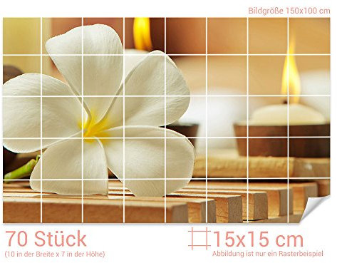 GRAZDesign Fliesenbilder Bad Blume Klebefliesen Badezimmer Fliesenaufkleber wasserfest - Bild: 150x100cm (BxH)