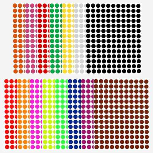 Klebepunkte Bunt 10 mm runde Etiketten - Größe 1 cm Aufkleber 2265 Vorteilspack von Royal Green