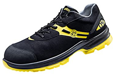 Atlas Schuhe - Malocher 09 | Sondermodell Arbeits- und Sicherheitsschuhe für Damen und Herren | Herrenschuhe in exklusivem BVB Design inklusive BVB-Socken und extra Schnürsenkel | Schuhgröße: 47