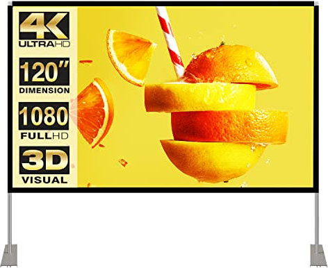 Schermo per proiettore con supporto 120 pollici 16:9 HD 4K Schermo di proiezione per interni ed esterni per Home Theater Schermo per proiettore 3D a piegatura rapida con gambe di supporto e borsa per
