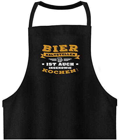 Galeriemode Bier kaltstellen - Hochwertige Grillschürze -Einheitsgröße-Schwarz